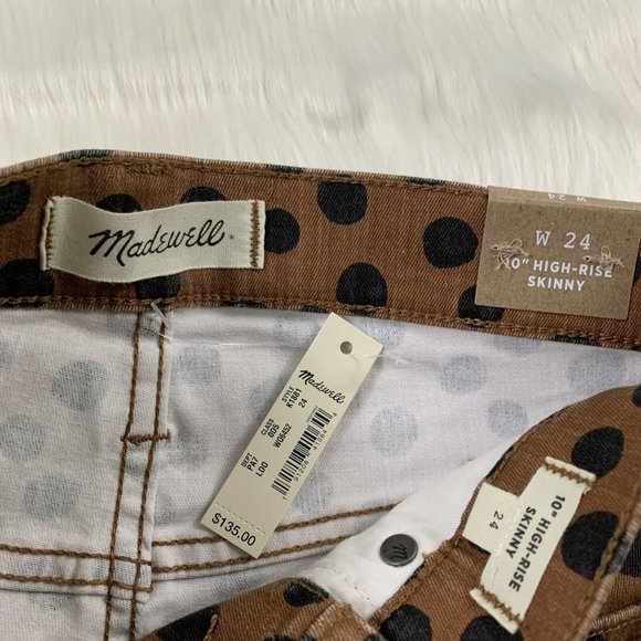 Madewell Women's Size 24 Leopard Dot 10" High Rise Skinny Jeans K1881 - Picture 6 of 9
